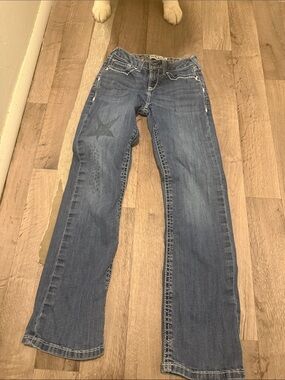 Ariat Kids Boot-Cut Jeans in Medium Blue with Star Accent